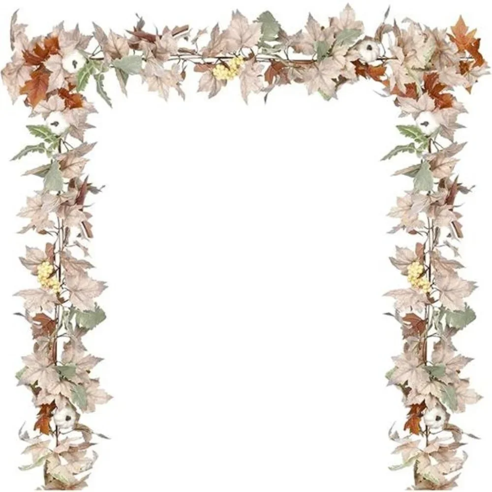 2 Pack Fall Maple Leaf Hanging Vine Garland Artificial Autumn Foliage